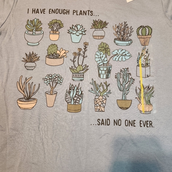 Zoe + Liv Top Womens Small Blue Plants Cactus Cotton Blend Casual Mom - Picture 2 of 4